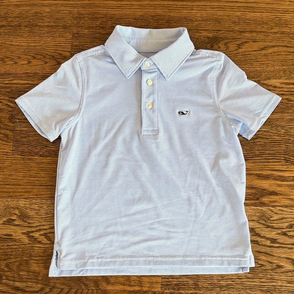 Vineyard Vines Light Blue Performance Striped Polo for Kids